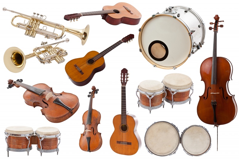 verschillende muziek instrumenten